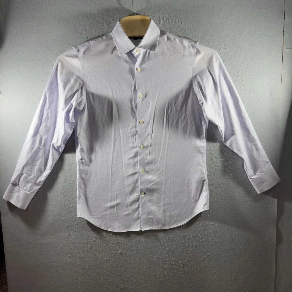 3059 | Banana Republic Non-Iron Slim Fit Dress Shirt Purple Micro-check Mens M